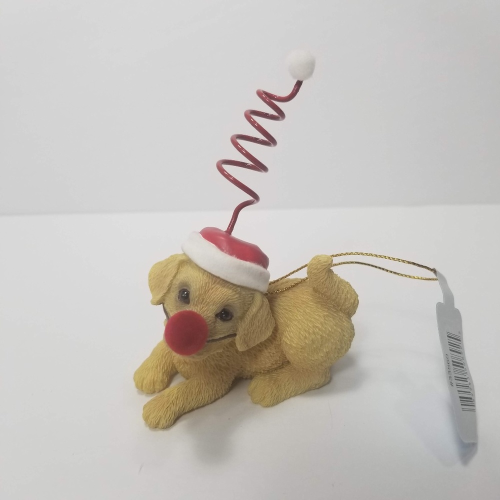 Yellow Labrador Spring Santa Hat Xmas Ornament Dog